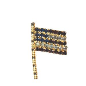 Vintage USA American Flag Rhinestone Pin Brooch